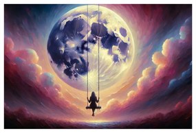 Quadro su tela – Ragazza sull’altalena sotto la luna
