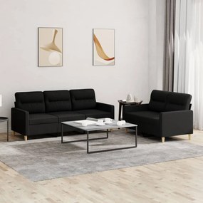 Set Di Divani 2 Pz Con Cuscini Nero İn Tessuto /