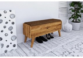 Panca con vano portaoggetti in legno di quercia con seduta arancione Retro - The Beds