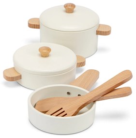 Set di stoviglie in legno per bambini - bianco