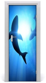 Sticker porta Silhouettes of Sharks 75x205 cm