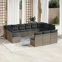 Set Divani da Giardino 13 pz con Cuscini Grigio in Polyrattan 3250229