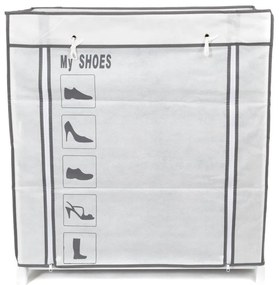 Scarpiera in tessuto bianco e nero Scarpe, 25 scomparti - Compactor