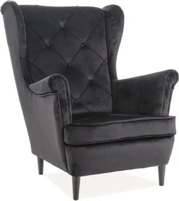 Poltrona Lady in velluto nero Blu19/wenge