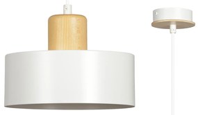 Sospensione Nordica 1 Luce Surya In Acciaio Bianco E Legno
