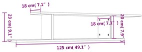 Scaffale TV Parete Grigio Cemento 125x18x23cm Legno Multistrato