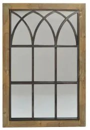 Specchio da parete DKD Home Decor Marrone Nero Metallo Betulla Naturale Finestra 60 x 3 x 95 cm