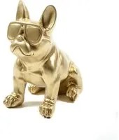 Bulldog con occhiali soprammobile oro 12,5x21x21,5 cm