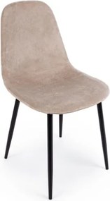 Sedie Da Interno In Velluto Imbottite Tortora Gambe Nere Irelia Bizzotto - 4 Pz