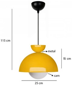 Lampadario giallo con paralume in metallo ø 25 cm Arta – Opviq lights