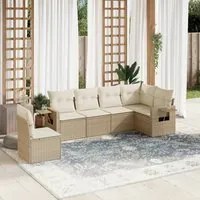 Set Divano da Giardino 6 pz con Cuscini Beige in Polyrattan 3220227