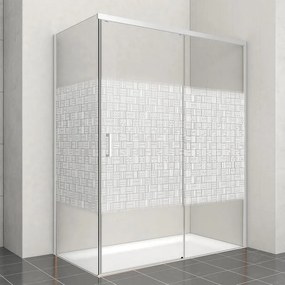 Porta doccia scorrevole Jazz L 160 x H 200 x P 0.6 cm in vetro smerigliato profilo cromo