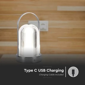 Lampada da tavolo LED dimmerabile LED/1W/5V 3000-6000K 1800 mAh cromo