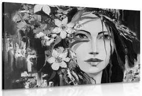 Stampa su tela – Pittura originale di una donna in bianco e nero