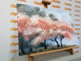 Stampa su tela – Alberi in fiore in acquerello