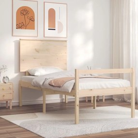 Letto per Anziani con Testiera 100x200 cm in Legno Massello