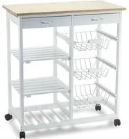 Carrello da Cucina con 3 Cesti 2 Scaffali 2 Cassetti Dimensioni 67 x 37 x 76H cm