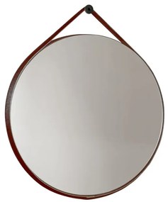Specchio tondo in cuoio sintetico marrone Ø 60 cm