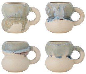 Tazze in set blu e color crema in gres 4 pz 400 ml Luna – Bloomingville