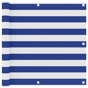 Paravento Balcone Bianco E Blu 90x400 Cm İn Tessuto Oxford /