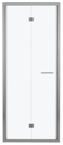 Porta doccia pieghevole Record, L 77-81 cm x H 195 cm x SP 6 mm, profilo cromo, vetro smerigliato