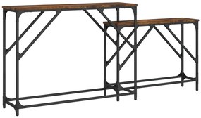 Tavoli consolle impilabili 2pz rovere fumo legno multistrato