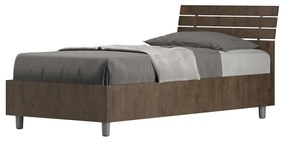 Letto Singolo 80x200 Ankel con Testata Inclinata e Contenitore, Noce / Contenitore