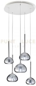 Beba lampadario a sospensione 5 luci vetri piccoli cromo attacco g9...