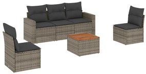 Set divano da giardino 6 pz con cuscini grigio in polyrattan