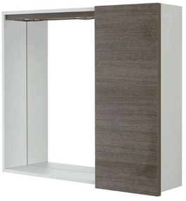 Specchio Contenitore 68x61 Cm Un'Anta Con Illuminazione Led Feridras "Mondo 2.0" Bianco/Rovere Scuro