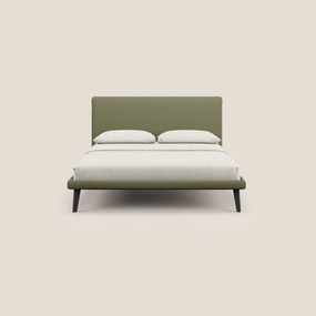 Noel letto minimal scandinavo con piedi in mogano e tessuto fiammato impermeabile T19