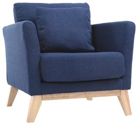 Poltrona scandinava blu scuro piedi in legno chiaro OSLO