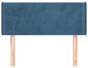 Testiera ad orecchio blu scuro 93x16x78/88 cm in velluto