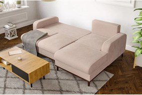 Divano angolare beige in velluto a coste (angolo destro) Beata - Ropez