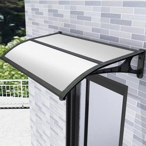 Pensilina in policarbonato bianco L 150 x P 100 cm struttura in alluminio nero