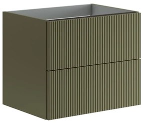 Mobile da bagno sospeso sotto lavabo L 59.5 x H 50 x P 45.5 cm verde laccato opaco, 2 cassetti VISOBATH Opera
