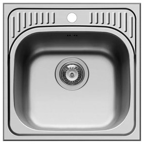 Lavello integrato 1 vasca DELINIA ET34 inox L 48 x L 48 cm argento