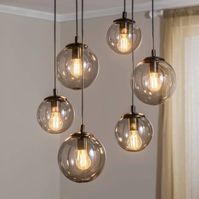 Euluna Lampada a sospensione Smoky, vetro, 6 luci
