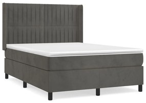 Giroletto a molle con materasso grigio scuro 140x190 cm velluto