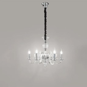 Lampadario Contemporaneo Metallo Bougie Trasparente 6 Luci E14