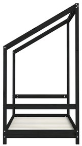Giroletto per bambini nero 80x160 cm in legno massello di pino