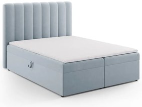 Letto boxspring azzurro con contenitore 160x200 cm Gina - Milo Casa