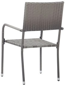 Sedie da pranzo da giardino 6pz impilabili grigie in polyrattan