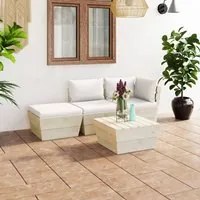 Set Divani da Giardino su Pallet 4 pz con Cuscini Legno Abete cod mxl 44243