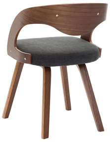 Sedie da pranzo 2 pz legno curvato e tessuto grigio scuro