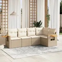 Set Divano da Giardino 5 pz con Cuscini Beige in Polyrattancod mxl 88519