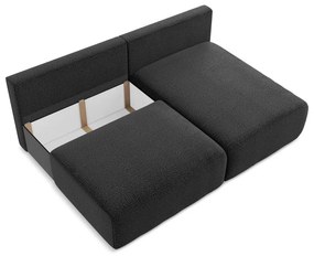 Divano angolare nero allungabile/con contenitore (con penisola a destra) Kalena – Makamii