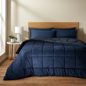 Copriletto in micropile trapuntato blu scuro per letto matrimoniale 200x220 cm Cosy Cord - Catherine Lansfield