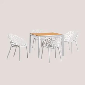 Set tavolo quadrato in alluminio e legno Archer Supreme (90x90 cm) e - Sklum