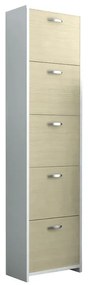 Scarpiera Doppia Salvaspazio olmo 5 ante doppia profondità L 50 x H 182 x P 25 cm 20 paia, bianco e beige